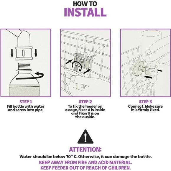 Pet Water Feeder Bottle Container Dispenser for Cage or Kennel–HydrationFountain - Picture 4 of 7